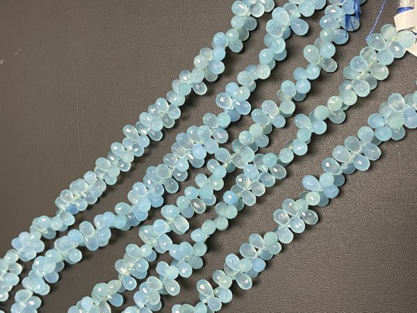 Blue Chalcedony Drop Faceted