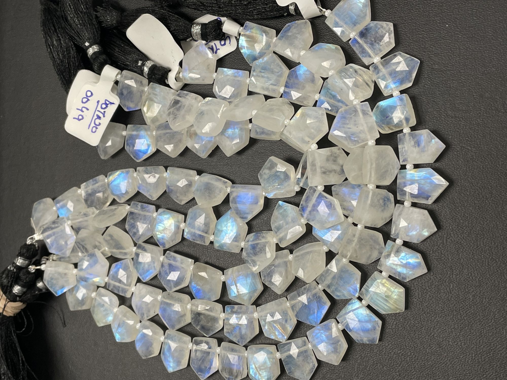 14x9-16x9mm Rainbow Moonstone faceted Half Moon beads 15.5 inch 36 pieces AA