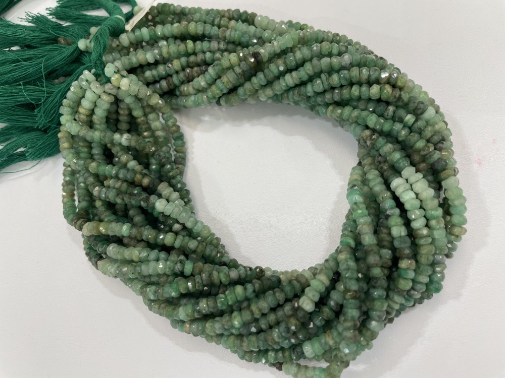 Shaded Green Emerald Rondelle Faceted