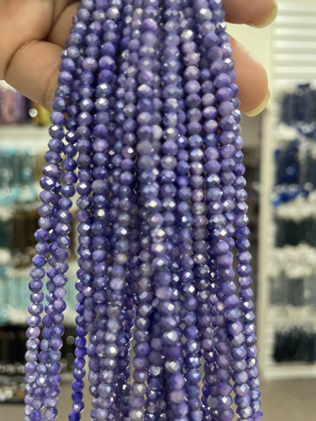 Purple Moonstone Rondelle Faceted ( Coated)